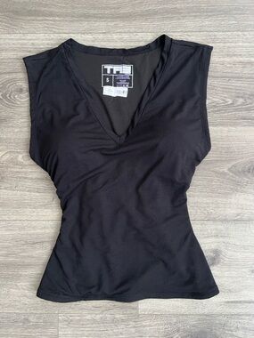 TA3 Shapey Sleeveless V-Neck Top Small Black Modal Shapewear Lace-Back Sculpting